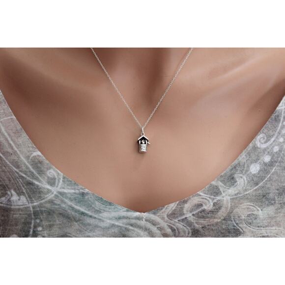 Sterling Silver Wishing Well Charm Necklace, Silver Wishing Well Charm Necklace - Picture 1 of 5